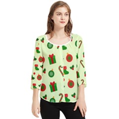 Festive Background Holiday Background Chiffon Quarter Sleeve Blouse