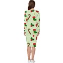 Festive Background Holiday Background Long Sleeve V-Neck Bodycon Dress  View4