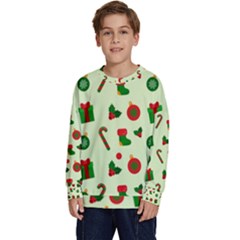 Festive Background Holiday Background Kids  Crewneck Sweatshirt by Pakjumat