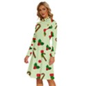 Festive Background Holiday Background Long Sleeve Shirt Collar A-Line Dress View2