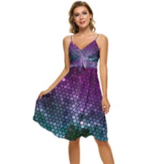 Digital Abstract Party Event Sleeveless Tie Front Chiffon Dress by Pakjumat