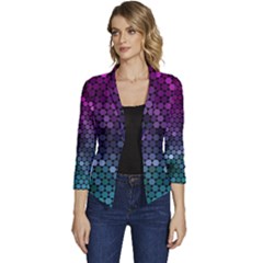 Digital Abstract Party Event Women s Casual 3/4 Sleeve Spring Jacket by Pakjumat