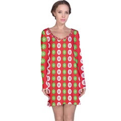 Festive Pattern Christmas Holiday Long Sleeve Nightdress by Pakjumat