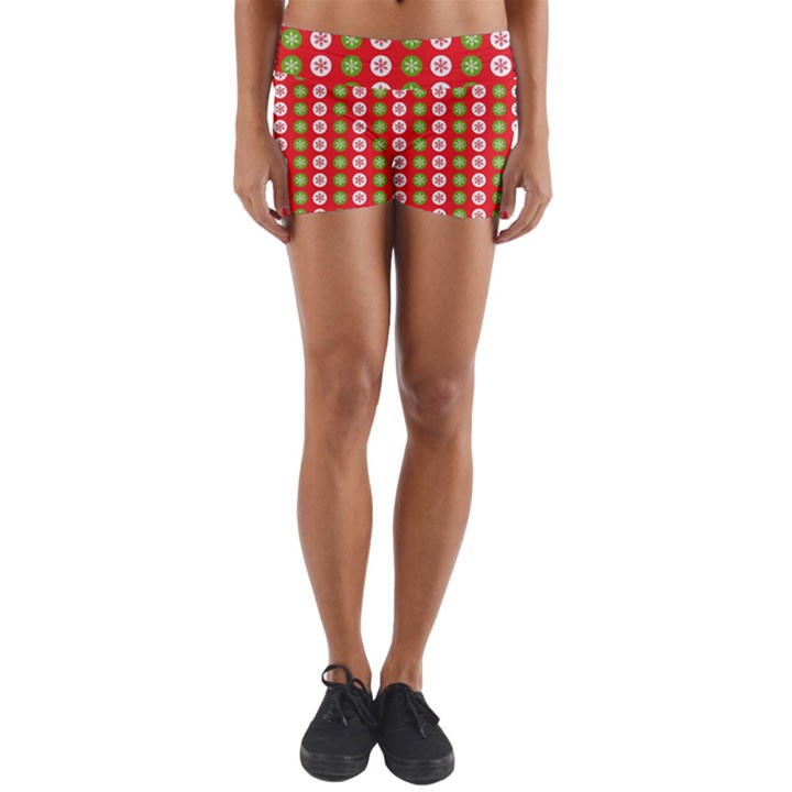 Festive Pattern Christmas Holiday Yoga Shorts