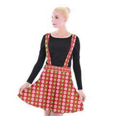 Festive Pattern Christmas Holiday Suspender Skater Skirt by Pakjumat