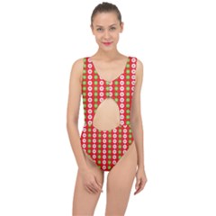 Festive Pattern Christmas Holiday Center Cut Out Swimsuit by Pakjumat