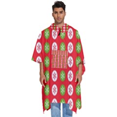 Festive Pattern Christmas Holiday Men s Hooded Rain Ponchos by Pakjumat