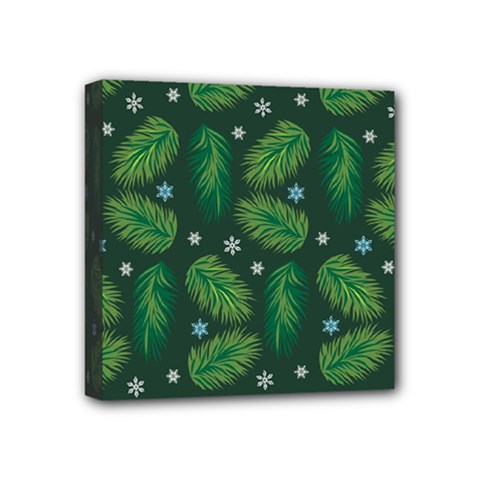 Leaves Snowflake Pattern Holiday Mini Canvas 4  X 4  (stretched) by Pakjumat