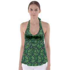 Leaves Snowflake Pattern Holiday Tie Back Tankini Top by Pakjumat