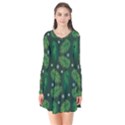 Leaves Snowflake Pattern Holiday Long Sleeve V-neck Flare Dress View1