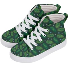 Leaves Snowflake Pattern Holiday Kids  Hi-top Skate Sneakers by Pakjumat