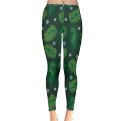 Leaves Snowflake Pattern Holiday Inside Out Leggings