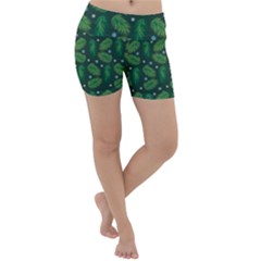 Leaves Snowflake Pattern Holiday Lightweight Velour Yoga Shorts by Pakjumat