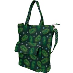 Leaves Snowflake Pattern Holiday Shoulder Tote Bag by Pakjumat