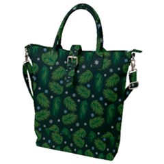 Leaves Snowflake Pattern Holiday Buckle Top Tote Bag by Pakjumat