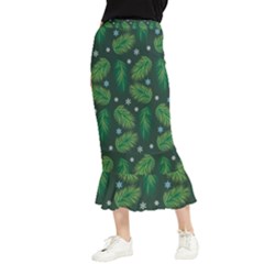 Leaves Snowflake Pattern Holiday Maxi Fishtail Chiffon Skirt by Pakjumat