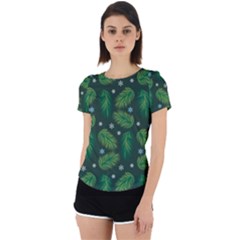 Leaves Snowflake Pattern Holiday Back Cut Out Sport T-shirt by Pakjumat