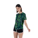 Leaves Snowflake Pattern Holiday Asymmetrical Short Sleeve Sports T-Shirt View2