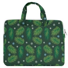 Leaves Snowflake Pattern Holiday Macbook Pro 13  Double Pocket Laptop Bag by Pakjumat