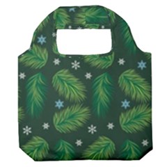 Leaves Snowflake Pattern Holiday Premium Foldable Grocery Recycle Bag by Pakjumat