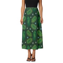 Leaves Snowflake Pattern Holiday Classic Midi Chiffon Skirt by Pakjumat