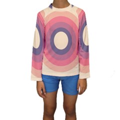 Circles Pattern Bullseye Cream Kids  Long Sleeve Swimwear by Pakjumat