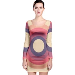 Circles Pattern Bullseye Cream Long Sleeve Bodycon Dress by Pakjumat