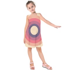 Circles Pattern Bullseye Cream Kids  Sleeveless Dress