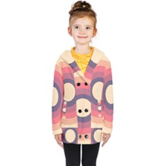 Circles Pattern Bullseye Cream Kids  Double Breasted Button Coat by Pakjumat