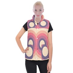 Circles Pattern Bullseye Cream Women s Button Up Vest by Pakjumat