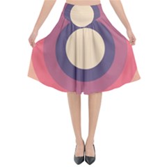 Circles Pattern Bullseye Cream Flared Midi Skirt by Pakjumat