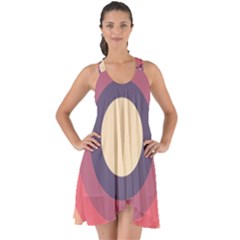 Circles Pattern Bullseye Cream Show Some Back Chiffon Dress by Pakjumat