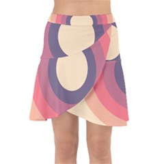 Circles Pattern Bullseye Cream Wrap Front Skirt by Pakjumat