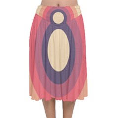 Circles Pattern Bullseye Cream Velvet Flared Midi Skirt by Pakjumat