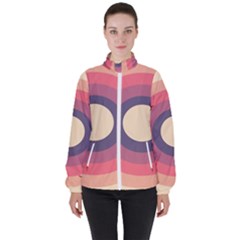 Circles Pattern Bullseye Cream Women s High Neck Windbreaker by Pakjumat