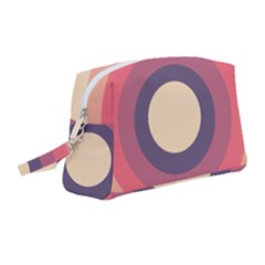 Circles Pattern Bullseye Cream Wristlet Pouch Bag (medium) by Pakjumat