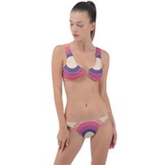 Circles Pattern Bullseye Cream Ring Detail Crop Bikini Set by Pakjumat