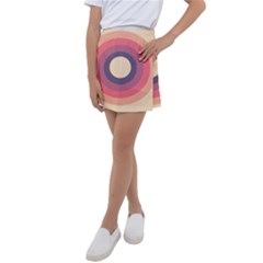 Circles Pattern Bullseye Cream Kids  Tennis Skirt by Pakjumat