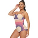 Circles Pattern Bullseye Cream Retro Full Coverage Swimsuit View2