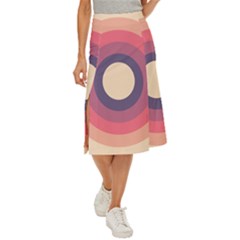 Circles Pattern Bullseye Cream Midi Panel Skirt by Pakjumat