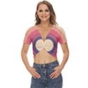 Circles Pattern Bullseye Cream Twist Front Crop Top View1