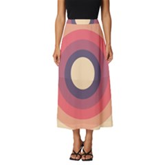 Circles Pattern Bullseye Cream Classic Midi Chiffon Skirt by Pakjumat