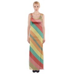 Pattern Design Abstract Pastels Thigh Split Maxi Dress by Pakjumat