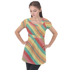 Pattern Design Abstract Pastels Puff Sleeve Tunic Top by Pakjumat