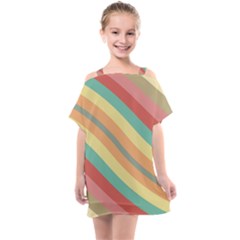 Pattern Design Abstract Pastels Kids  One Piece Chiffon Dress by Pakjumat