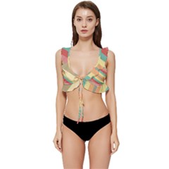 Pattern Design Abstract Pastels Low Cut Ruffle Edge Bikini Top