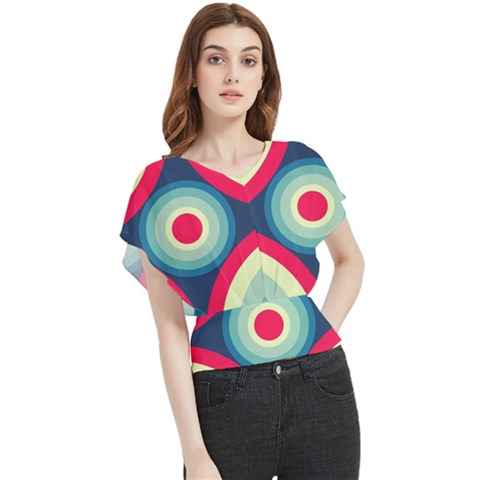 Circle Pattern Repeat Design Butterfly Chiffon Blouse by Pakjumat