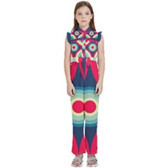 Circle Pattern Repeat Design Kids  Sleeveless Ruffle Edge Band Collar Chiffon One Piece by Pakjumat