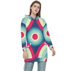 Circle Pattern Repeat Design Women s Long Oversized Pullover Hoodie by Pakjumat