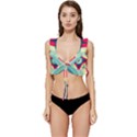 Circle Pattern Repeat Design Low Cut Ruffle Edge Bikini Top View1